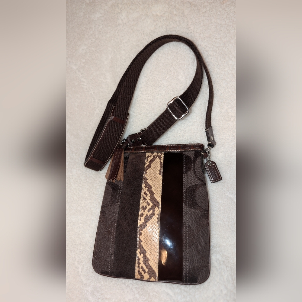 Coach Hampton Canvas Python Snake Suede Leather C… - image 2